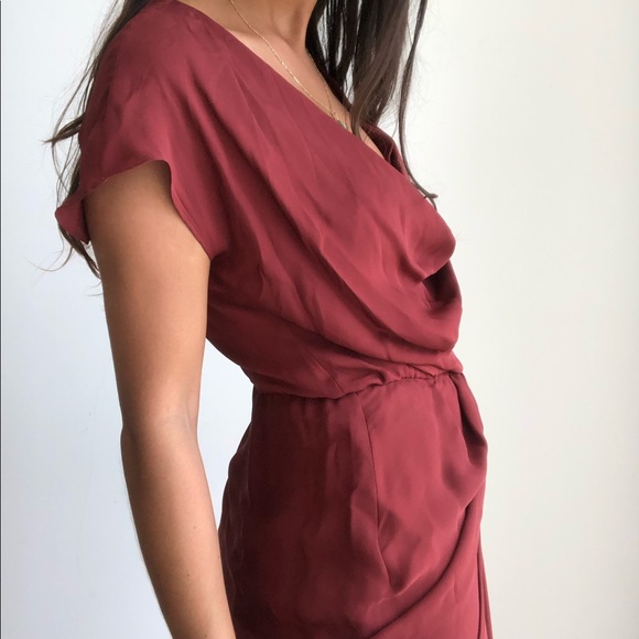 NWT Haute Hippie Silk Asymmetrical Rust Cowl Dress - Picture 5 of 7